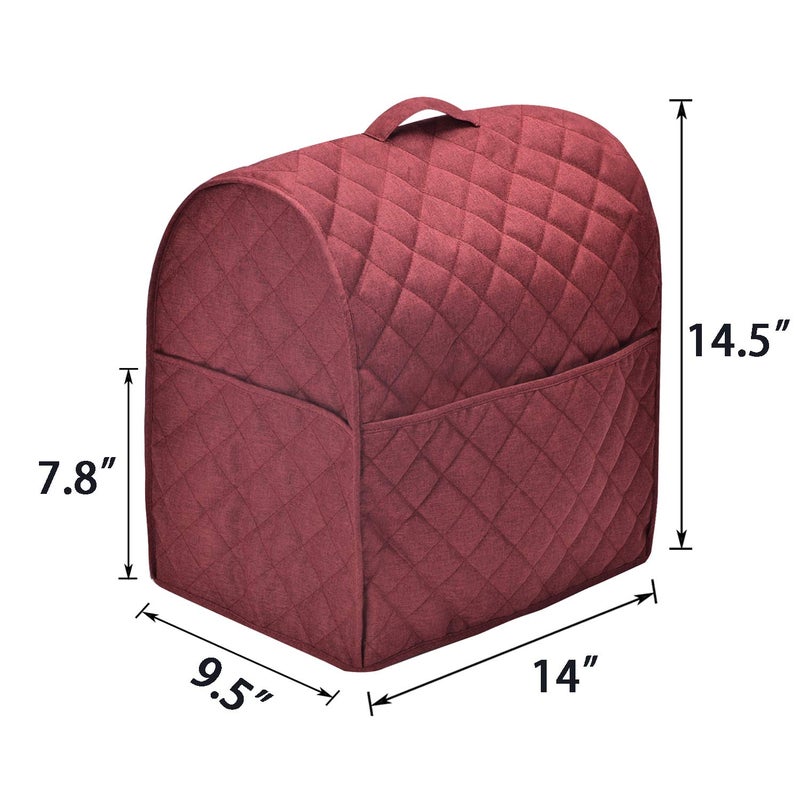 NALAN Stand Mixer Dust Cover with 3 Pockets Compatible with KitchenAid Tilt Head, Easy Cleaning,Waterproof,Can Ironable (Red Wine, Fits for 4.5-Quart and All 5-Quart) - Image 4